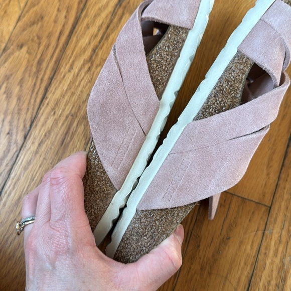 Birkenstock Lugano pink clay suede Women's Blush Sandals 38 - Picture 7 of 9